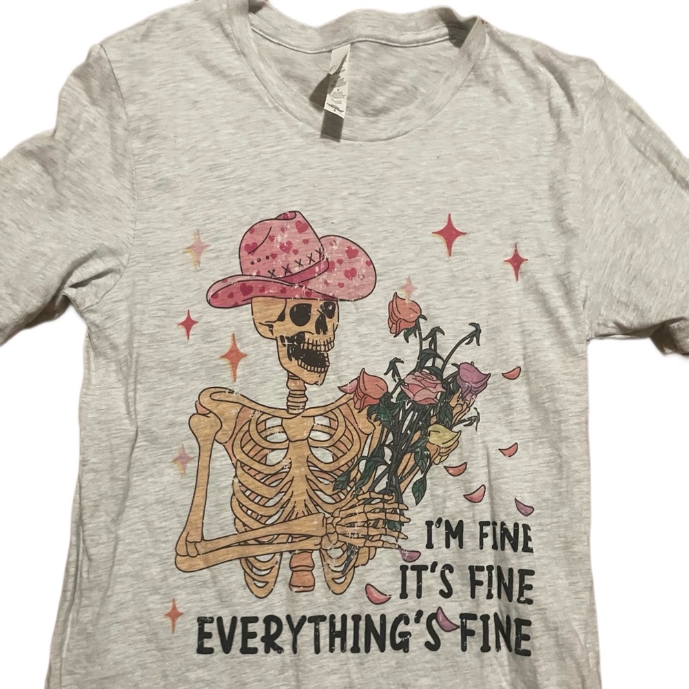 Valentine’s day Graphic Tee Skeleton Heart Short Sleeve Cowgirl